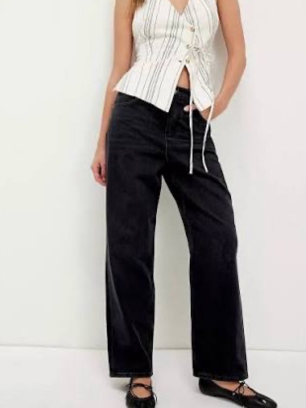 Free People We The Free Cora Slouchy Jeans in Washed Black Sz 28